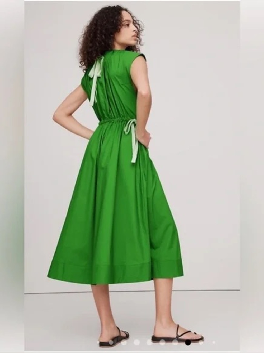 BANANA REPUBLIC POPLIN TIE-WAIST MIDI DRESS - Picture 4 of 11
